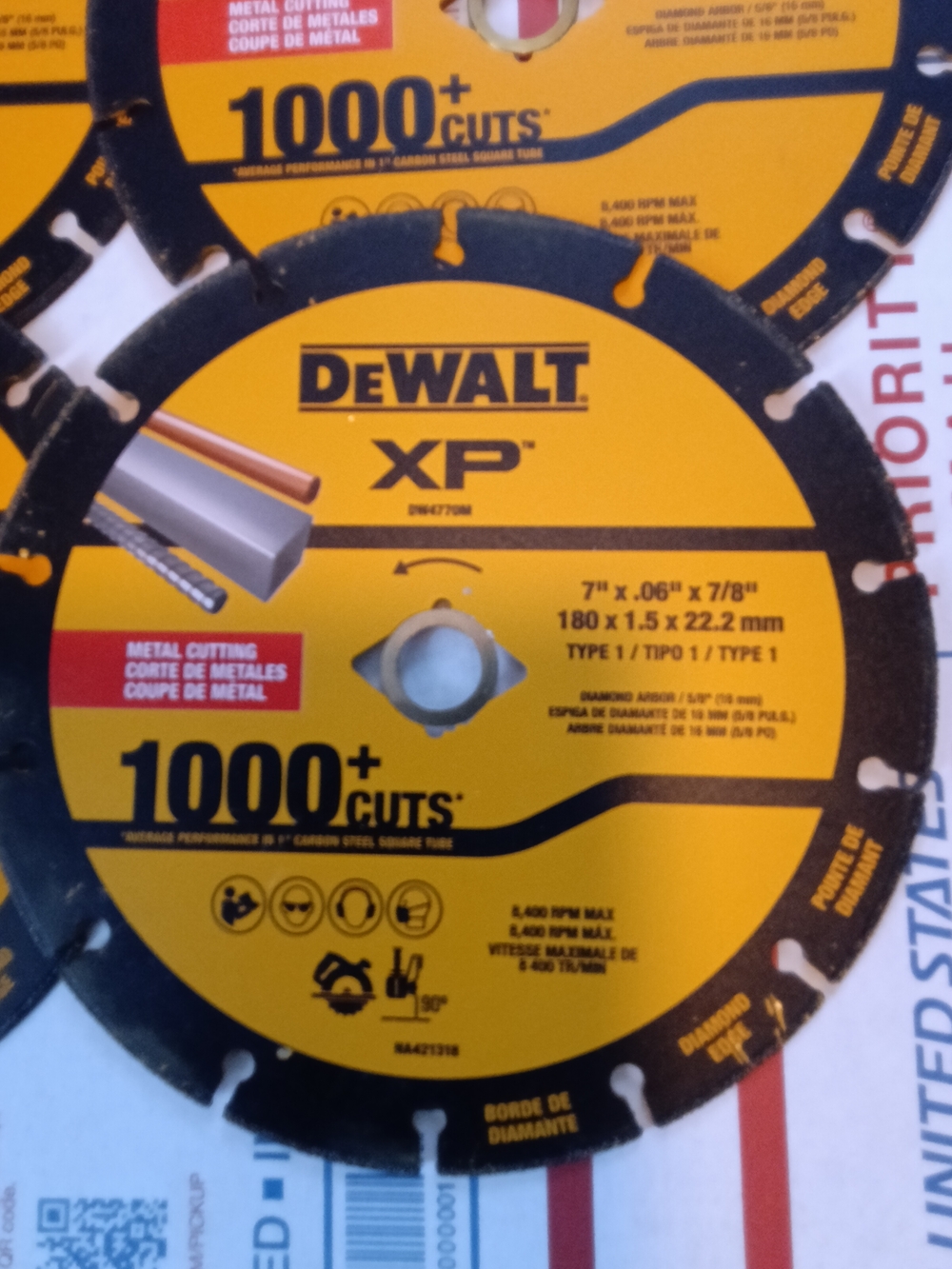 DEWALT XP 1000+ Cuts Diamond Cutting Blade — Yellow/Black All 4 Blades